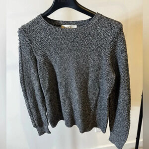 Loft Charcoal Grey Textured Knit Sweater - Size Medium (M) -Cable Knit on Sleeve